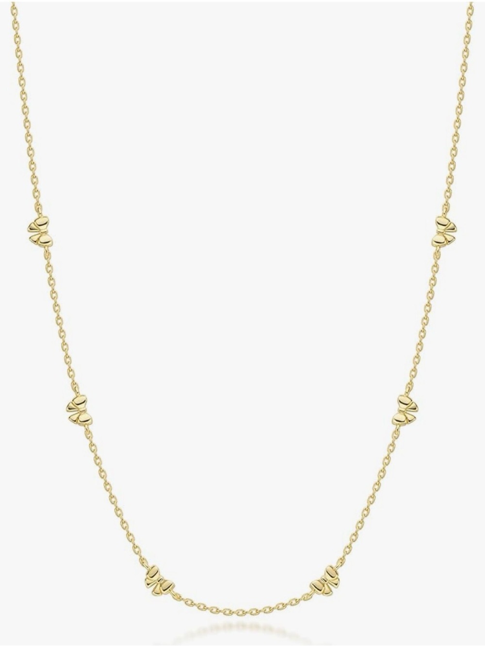 NEW 14k Gold Plated Delicate Bow Station Necklace